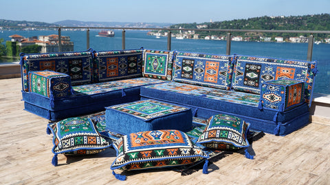 L Shaped Moroccan Sofa Seating, Arabic Majlis Sofa, Turkish Sofa