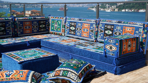 L Shaped Moroccan Sofa Seating, Arabic Majlis Sofa, Turkish Sofa