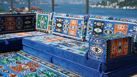 L Shaped Moroccan Sofa Seating, Arabic Majlis Sofa, Turkish Sofa