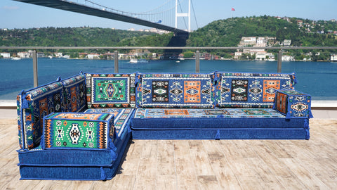 L Shaped Moroccan Sofa Seating, Arabic Majlis Sofa, Turkish Sofa