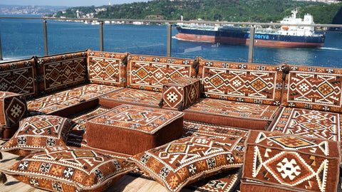 U Shaped Moroccan Sofa, Floor Seating Set, Turkish Floor Seating