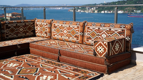 L Shaped Arabic Sofa Set, Moroccan Majlis Sofa, Floor Cushions