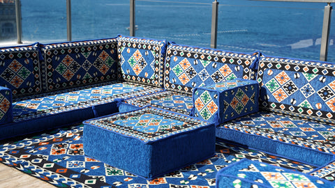 8 Thickness U Sofa Set, Floor Seating, Moroccan Sofa, Handmade Arabic Sofa