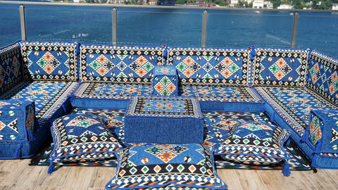 8 Thickness U Sofa Set, Floor Seating, Moroccan Sofa, Handmade Arabic Sofa