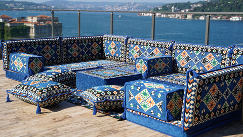 8 Thickness U Sofa Set, Floor Seating, Moroccan Sofa, Handmade Arabic Sofa