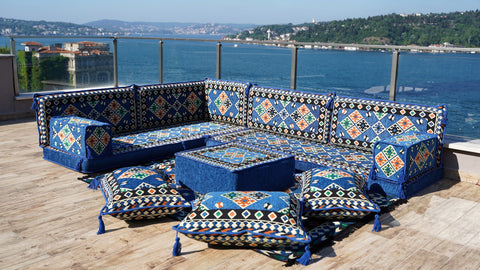 L Shaped Floor Sofa, Arabic Floor Seating Set, Turkish Floor Seating