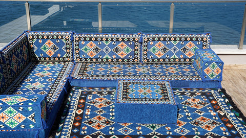 L Shaped Floor Sofa, Arabic Floor Seating Set, Turkish Floor Seating