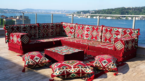 L Shaped Floor Cushions, Arabic Floor Sofa Set, Arabic Majlis Sofa