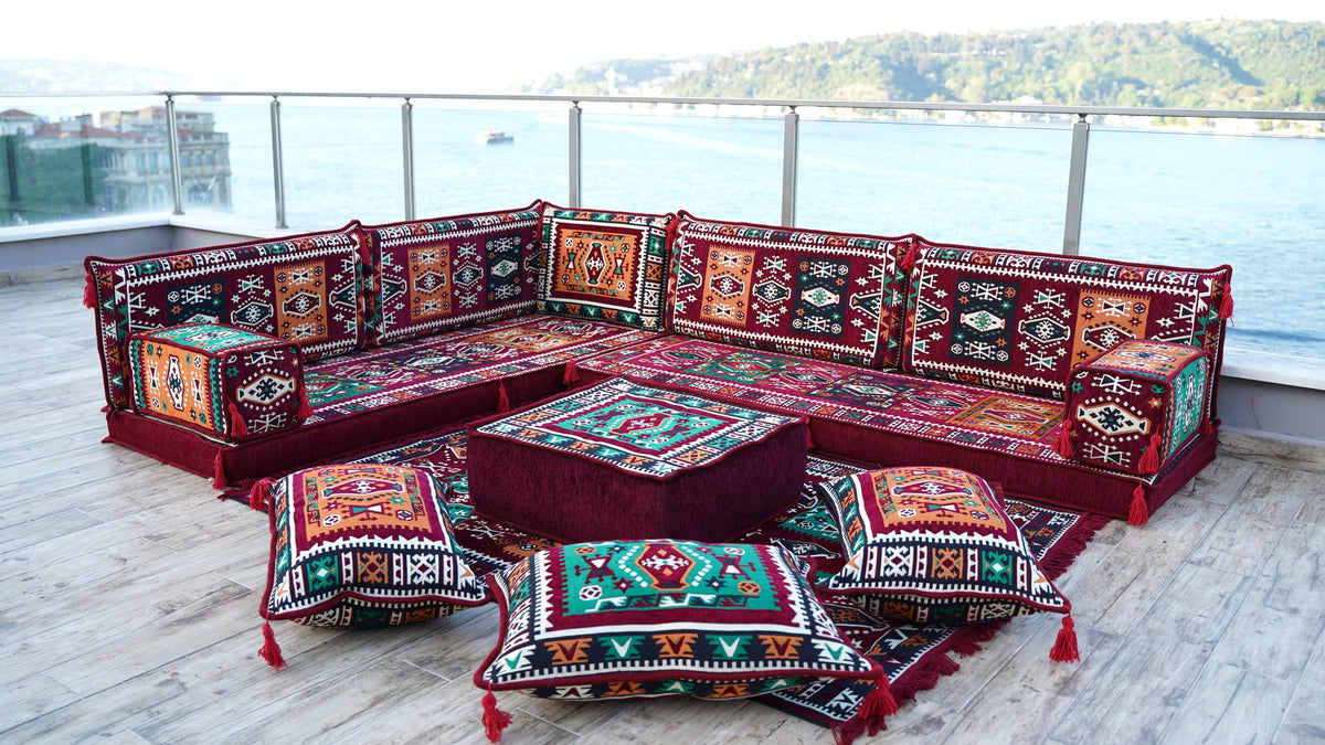 L Shaped Floor Seating Sofa, Moroccan Sofa, Oriental Sofa
