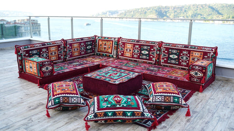 8 Thickness L Shape Sofa, Floor Seating Sofa, Moroccan Sofa, Oriental Sofa