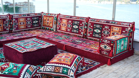 L Shaped Floor Seating Sofa, Moroccan Sofa, Oriental Sofa