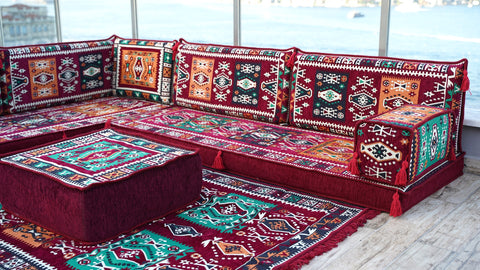 L Shaped Floor Seating Sofa, Moroccan Sofa, Oriental Sofa