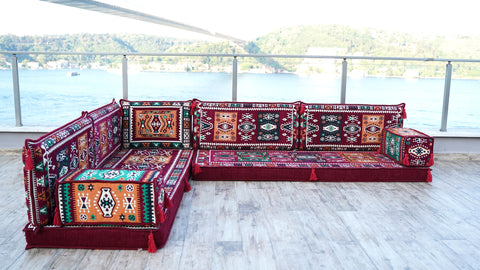 L Shaped Floor Seating Sofa, Moroccan Sofa, Oriental Sofa