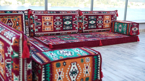 L Shaped Floor Seating Sofa, Moroccan Sofa, Oriental Sofa