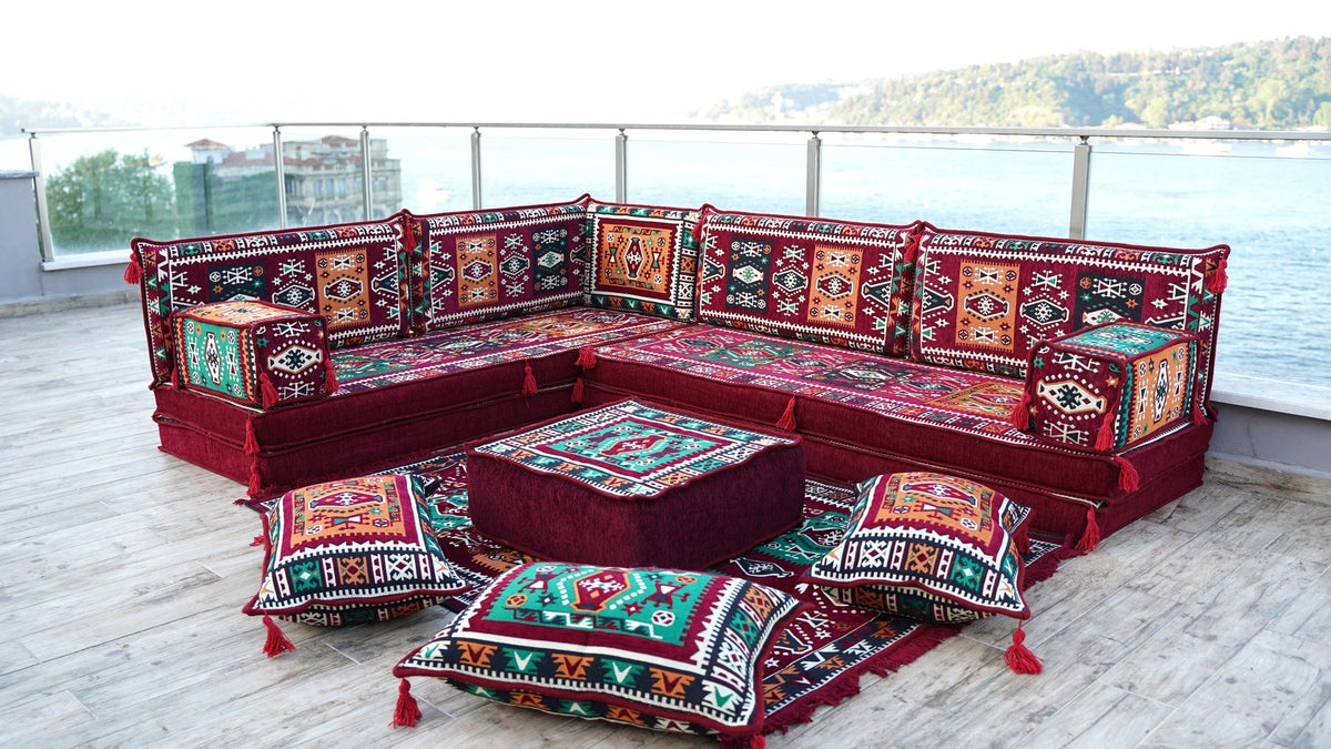 8 Thickness L Shape Sofa, Floor Seating Sofa, Moroccan Sofa, Oriental Sofa