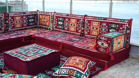 L Shaped Floor Seating Sofa, Moroccan Sofa, Oriental Sofa