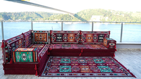 L Shaped Floor Seating Sofa, Moroccan Sofa, Oriental Sofa