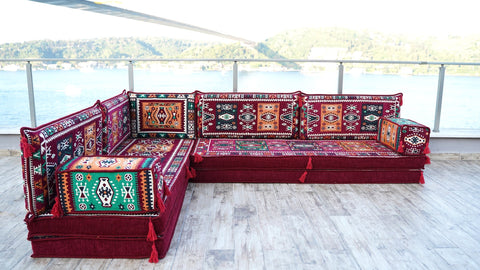 8 Thickness L Shape Sofa, Floor Seating Sofa, Moroccan Sofa, Oriental Sofa