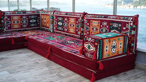 L Shaped Floor Seating Sofa, Moroccan Sofa, Oriental Sofa