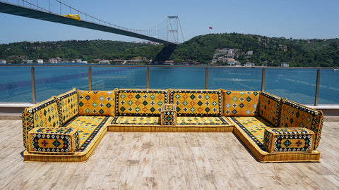8 Thickness U Shape Arabic Sofa Set, Indoor Floor Cushions, Arabic Majlis