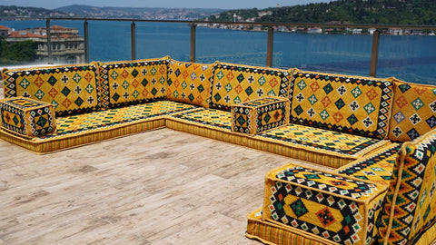 8 Thickness U Shape Arabic Sofa Set, Indoor Floor Cushions, Arabic Majlis