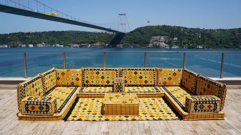 8 Thickness U Shape Arabic Sofa Set, Indoor Floor Cushions, Arabic Majlis