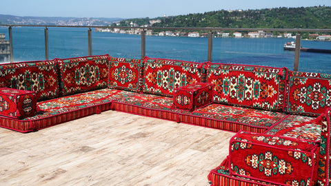 Moroccan Sofa Set, U Shaped Floor Sofa Set, Arabic Majlis Set