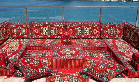 Moroccan Sofa Set, U Shaped Floor Sofa Set, Arabic Majlis Set