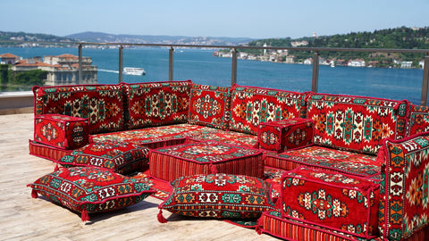 Moroccan Sofa Set, U Shaped Floor Sofa Set, Arabic Majlis Set