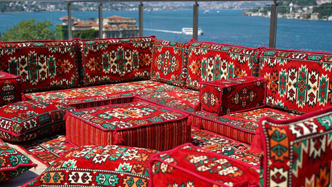 Moroccan Sofa Set, U Shaped Floor Sofa Set, Arabic Majlis Set