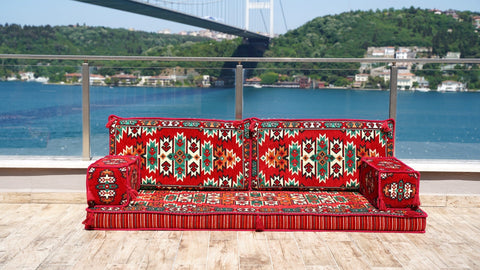 8 Thickness Loveseat, Moroccan Sofa, Arabic Floor Seating Set