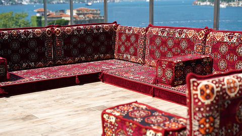 8 Thickness U Sofa Set, Moroccan Sofa, Handmade Arabic Floor Sofa Set