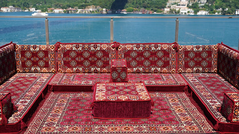 U Shaped Moroccan Sofa, Handmade Arabic Floor Sofa Set