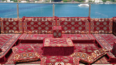 8 Thickness U Sofa Set, Moroccan Sofa, Handmade Arabic Floor Sofa Set