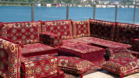 8 Thickness U Sofa Set, Moroccan Sofa, Handmade Arabic Floor Sofa Set