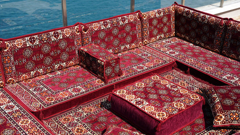 8 Thickness U Sofa Set, Moroccan Sofa, Handmade Arabic Floor Sofa Set