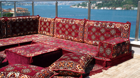 L Shaped Floor Cushions, Floor Sofa Set, Arabic Jalsa Set, Turkish Sofa