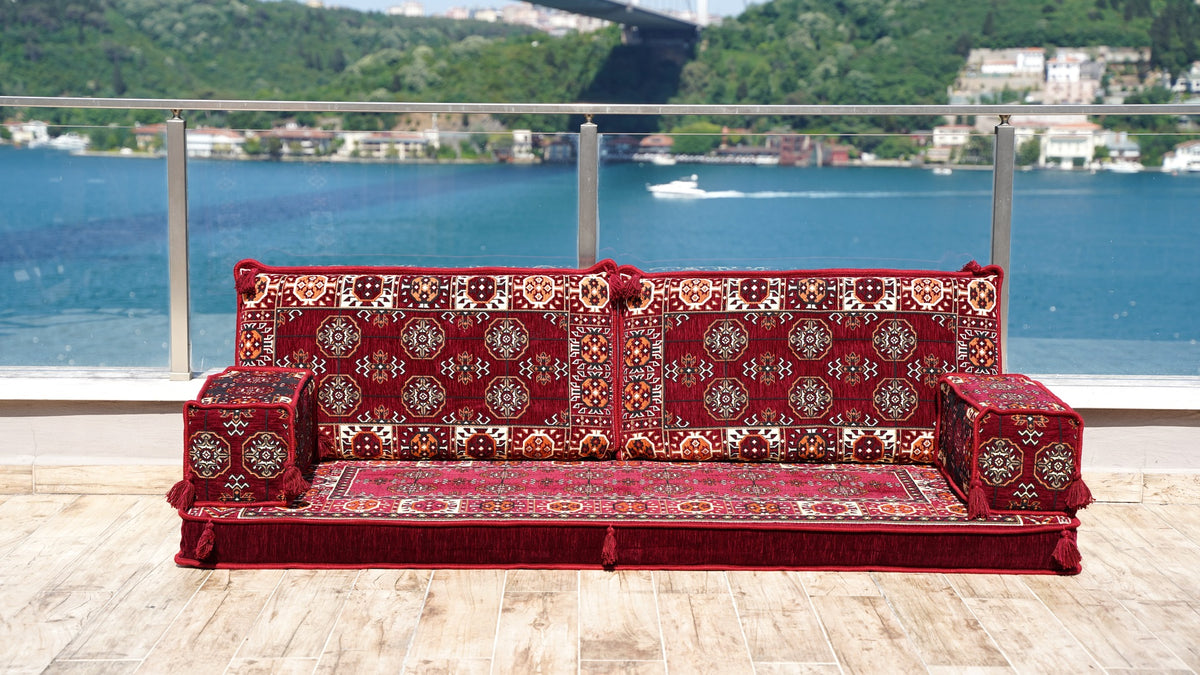 Loveseat Sofa, Floor Cushions Set, Arabic Majlis Set