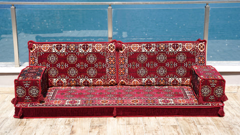 Loveseat Sofa, Floor Cushions Set, Arabic Majlis Set