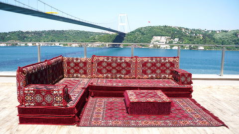 L Shaped Floor Cushions, Floor Sofa Set, Arabic Jalsa Set, Turkish Sofa