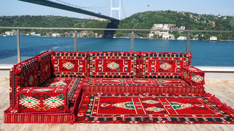 8 Thickness L Shape Sofa, Floor Cushions, Turkish Sofa, Arabic Majlis Seating Sofa