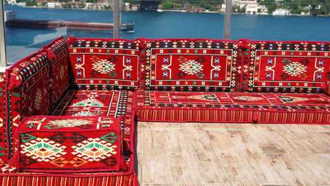 8 Thickness L Shape Sofa, Floor Cushions, Turkish Sofa, Arabic Majlis Seating Sofa