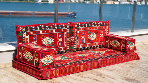 8 Thickness Loveseat, Floor Cushions Set, Oriental Sofa Seating