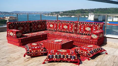 8 Thickness L Shape Sofa, Floor Cushions, Turkish Sofa, Arabic Majlis Seating Sofa