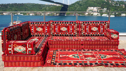 8 Thickness L Shape Sofa, Floor Cushions, Turkish Sofa, Arabic Majlis Seating Sofa