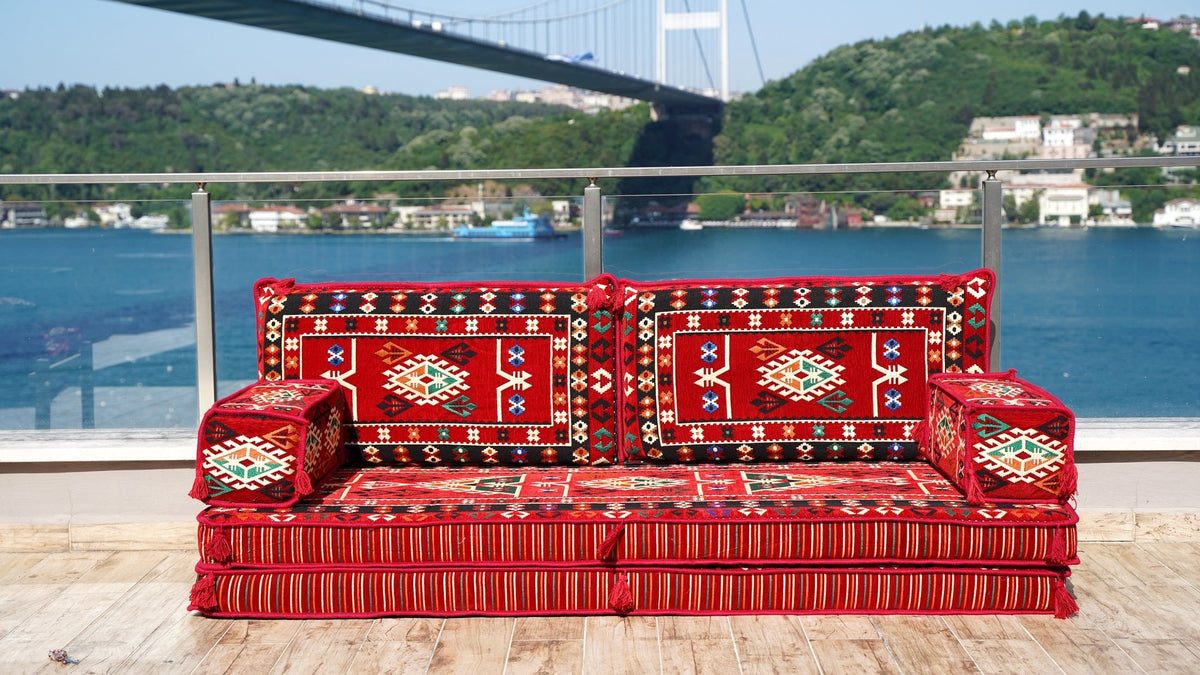 8 Thickness Loveseat, Floor Cushions Set, Oriental Sofa Seating