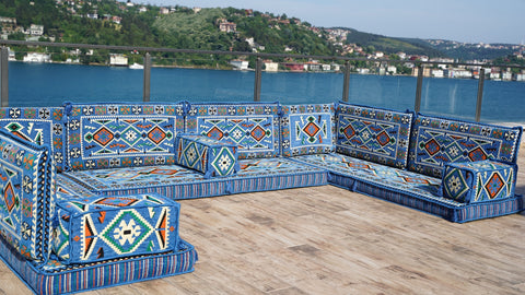U Shaped Turkish Seating Sofa Set, Arabic Majlis Sofa, Arabic Jalsa Set