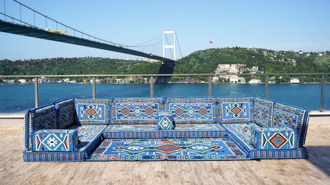 U Shaped Turkish Seating Sofa Set, Arabic Majlis Sofa, Arabic Jalsa Set