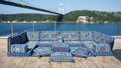 U Shaped Turkish Seating Sofa Set, Arabic Majlis Sofa, Arabic Jalsa Set