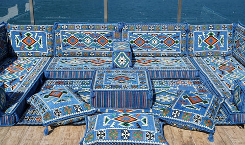 U Shaped Turkish Seating Sofa Set, Arabic Majlis Sofa, Arabic Jalsa Set